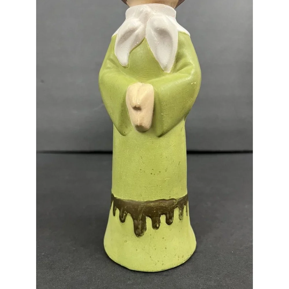 Vtg Christmas Caroler Candlestick Holder Ceramic Mold Handpainted 11.5 in‎